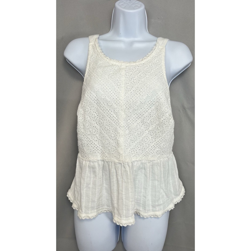 American Eagle Women's Top Baby‎ Doll Tank Sz Small White